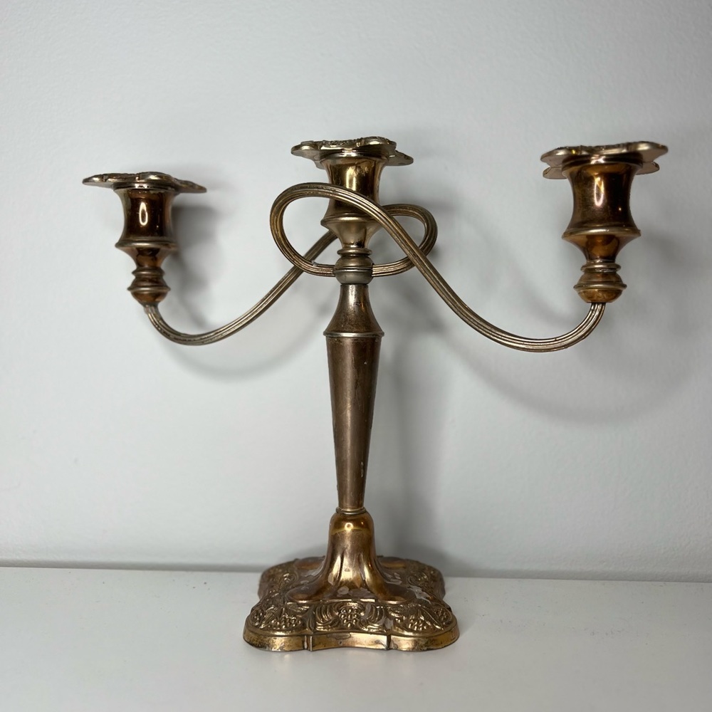 SOLD - Antique Vintage Three Candles Holder